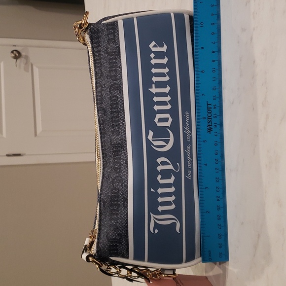 Juicy Couture NWT Blue/ White Status Denim Shoulder Bag 10.5" W × 5.5" H - Picture 5 of 6